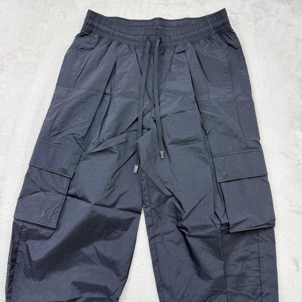 Under Armour Pants Women's Small Cargo Black Nylon Bungee Hem Active Streetwear - Picture 2 of 11